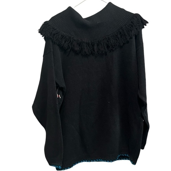Vintage Victoria Jones Beaded Cowl Neck, Fringe Black Sweater, New with Tags - Picture 3 of 6